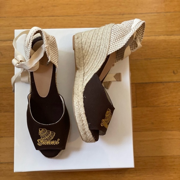 GANNI Embroidered Canvas Wedge Espadrilles - Women’s Size 38 (US 8) - New - Picture 7 of 13